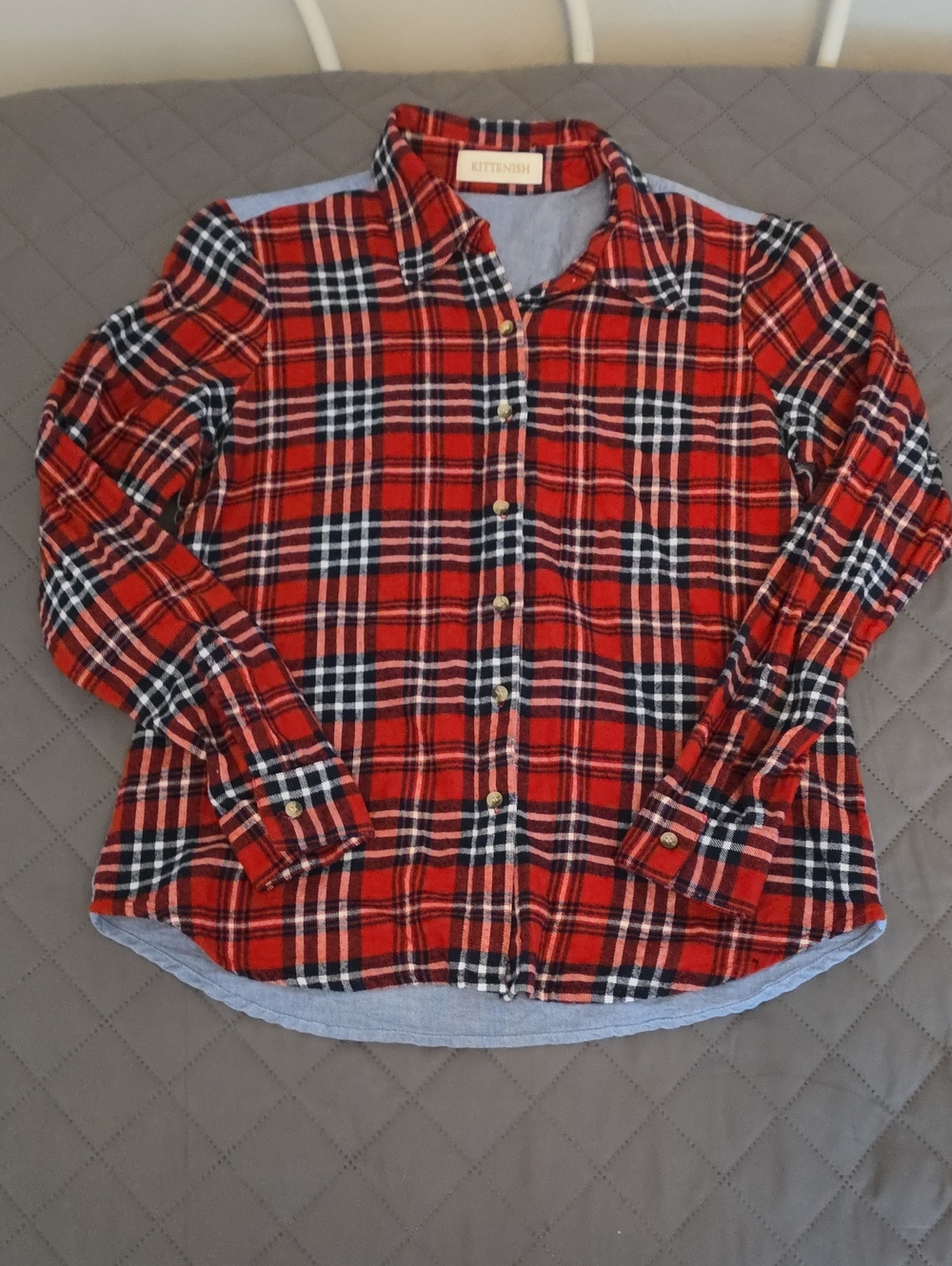Women's Kittenish Plaid Button Down in Red & Black